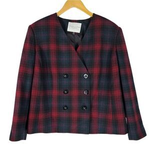 Casual Corner Vintage Red & Green Plaid Blazer